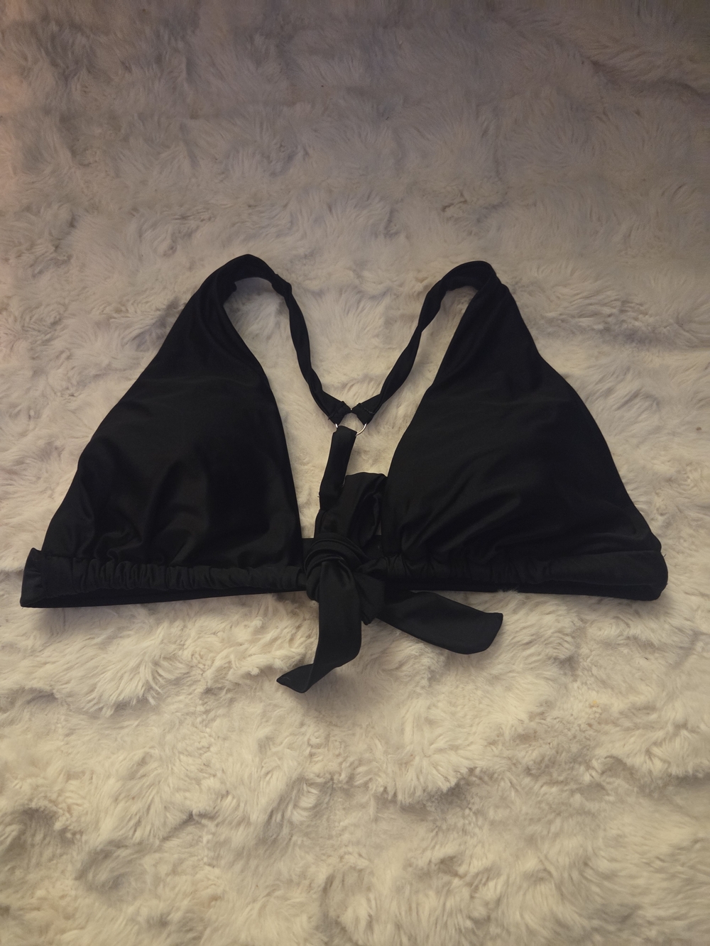 Black Tie-Front Triangle Bikini Top Size XL